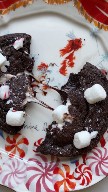 Hot chocolate cookies with chocolate lava center