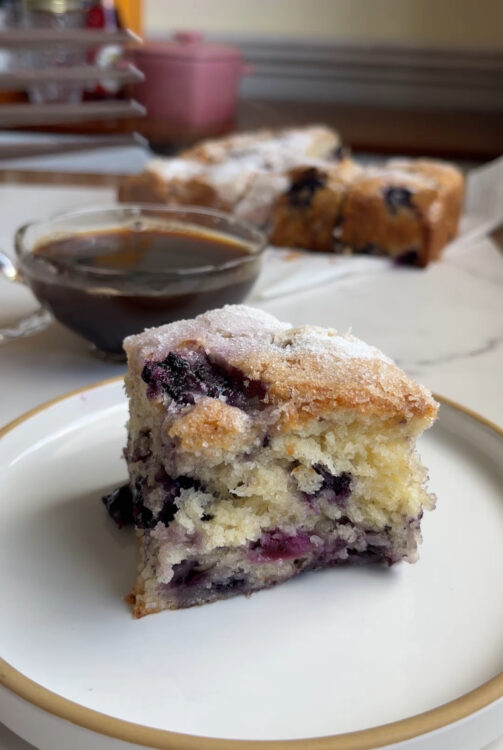 Blueberry Muffin cake with a crunchy sugared top