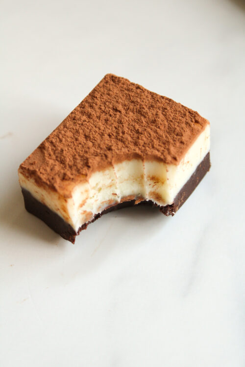 Tiramisu Fudge Bars on a Hay Design Plate