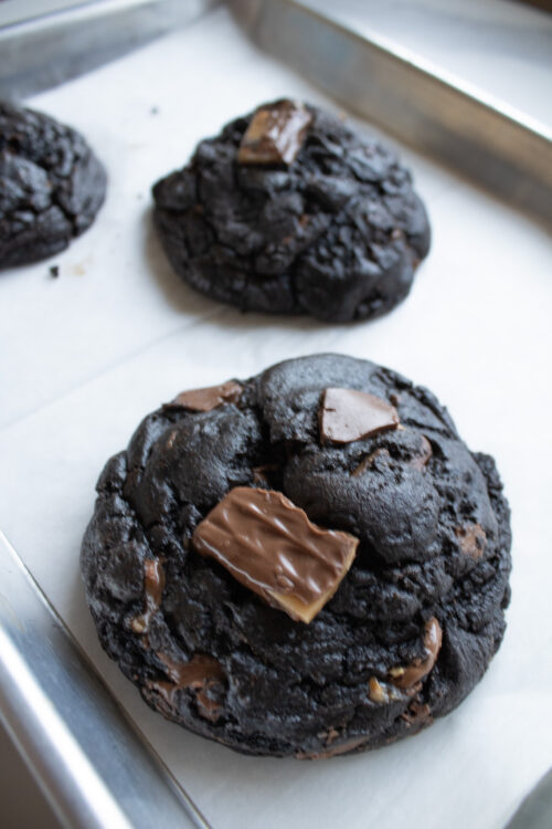 Thick dark chocolate Levain Coffee Toffee Cookies