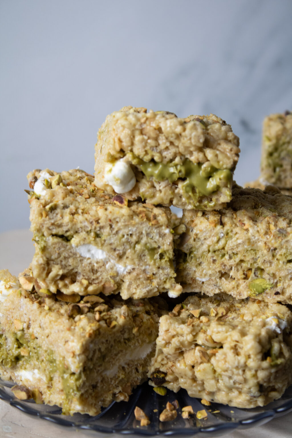 Pistachio Rice Pistachio Halva Tahini Rice Krispie Treats - Lily P Crumbs