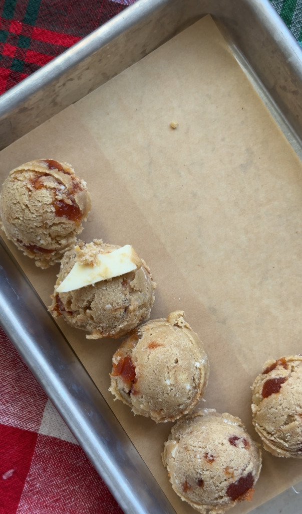 Dough for guava white chocolate macadamia cookies