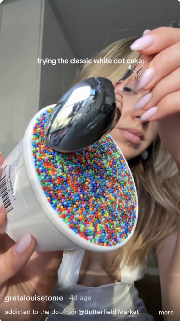influencer trying the tiktok viral dot cakes