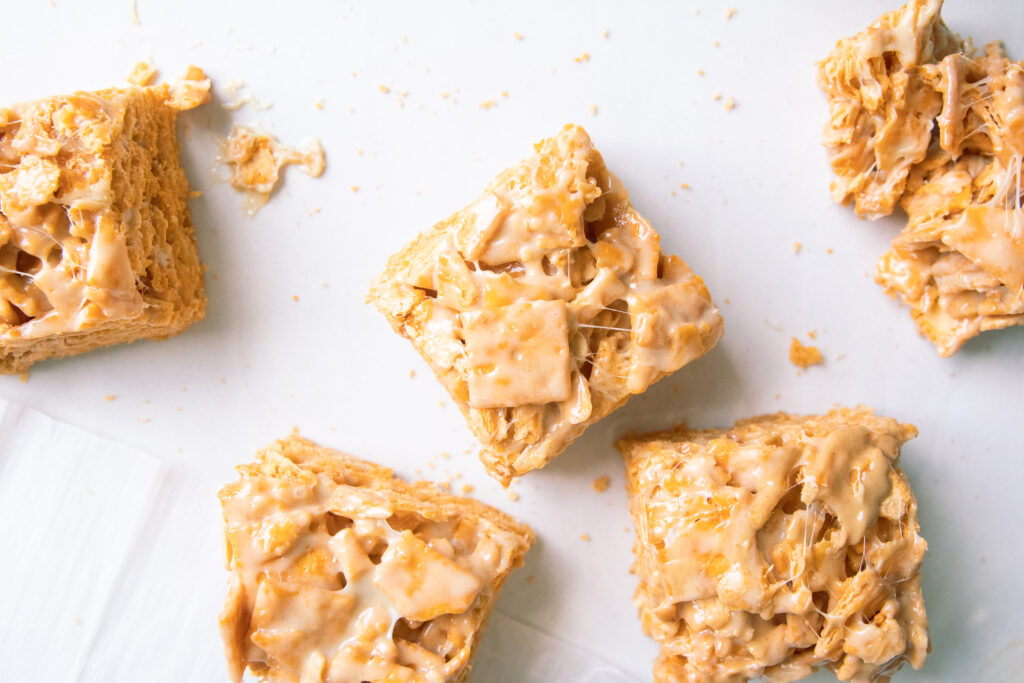 Overhead view of cheez-it rice krispies