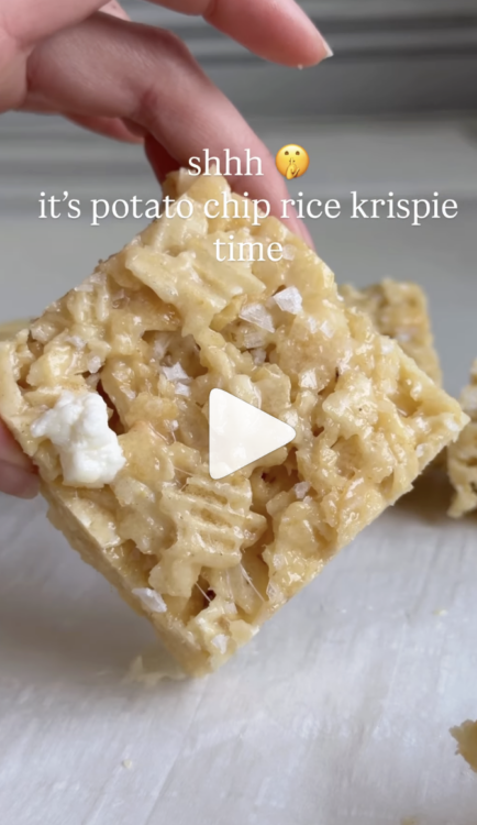 Screenshot of Lily P Crumbs potato chip rice krispies tiktok video